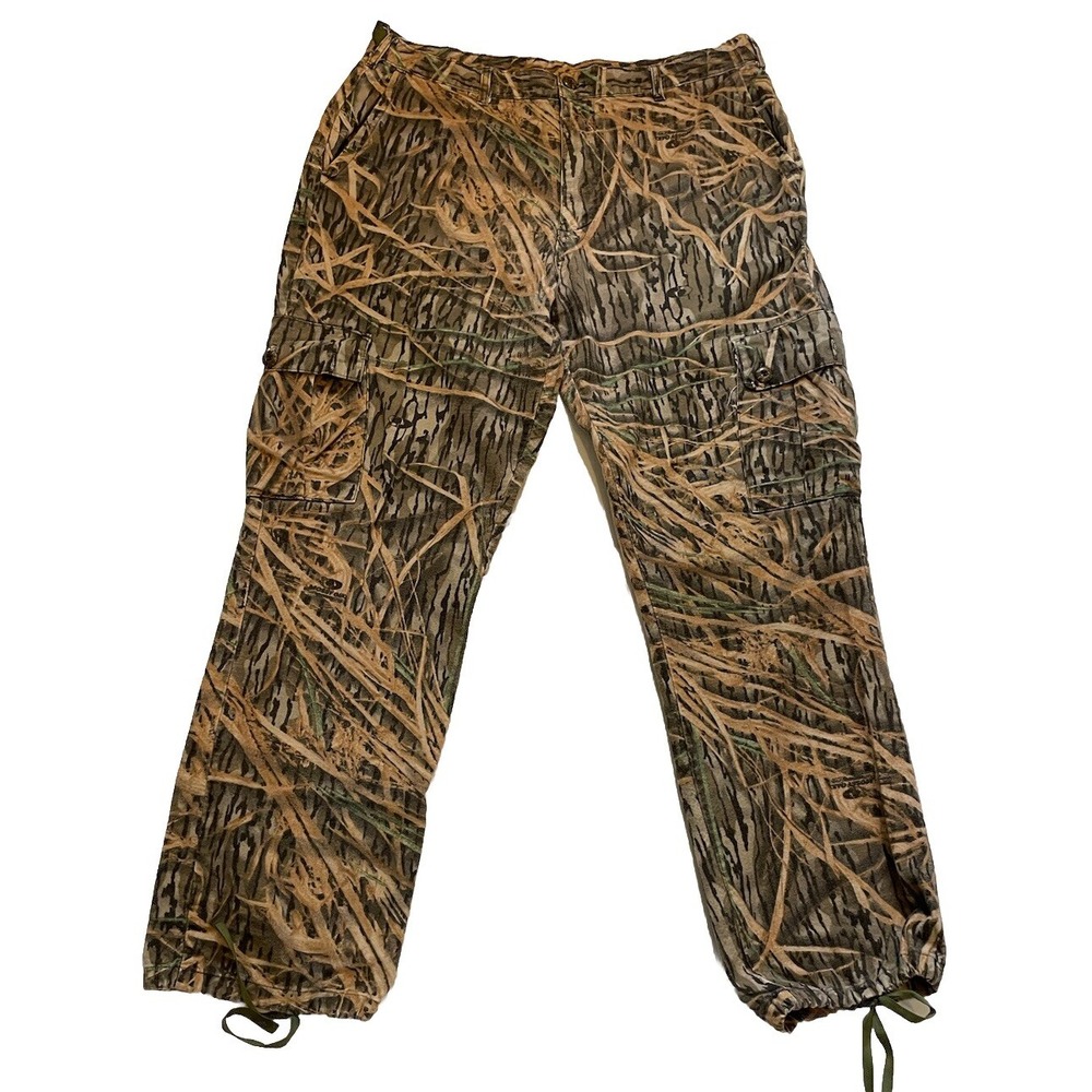 VINTAGE Mossy Oak Pants Mens Sz Large 38x32 Shadow Grass Camo‎ Cargo Hunting